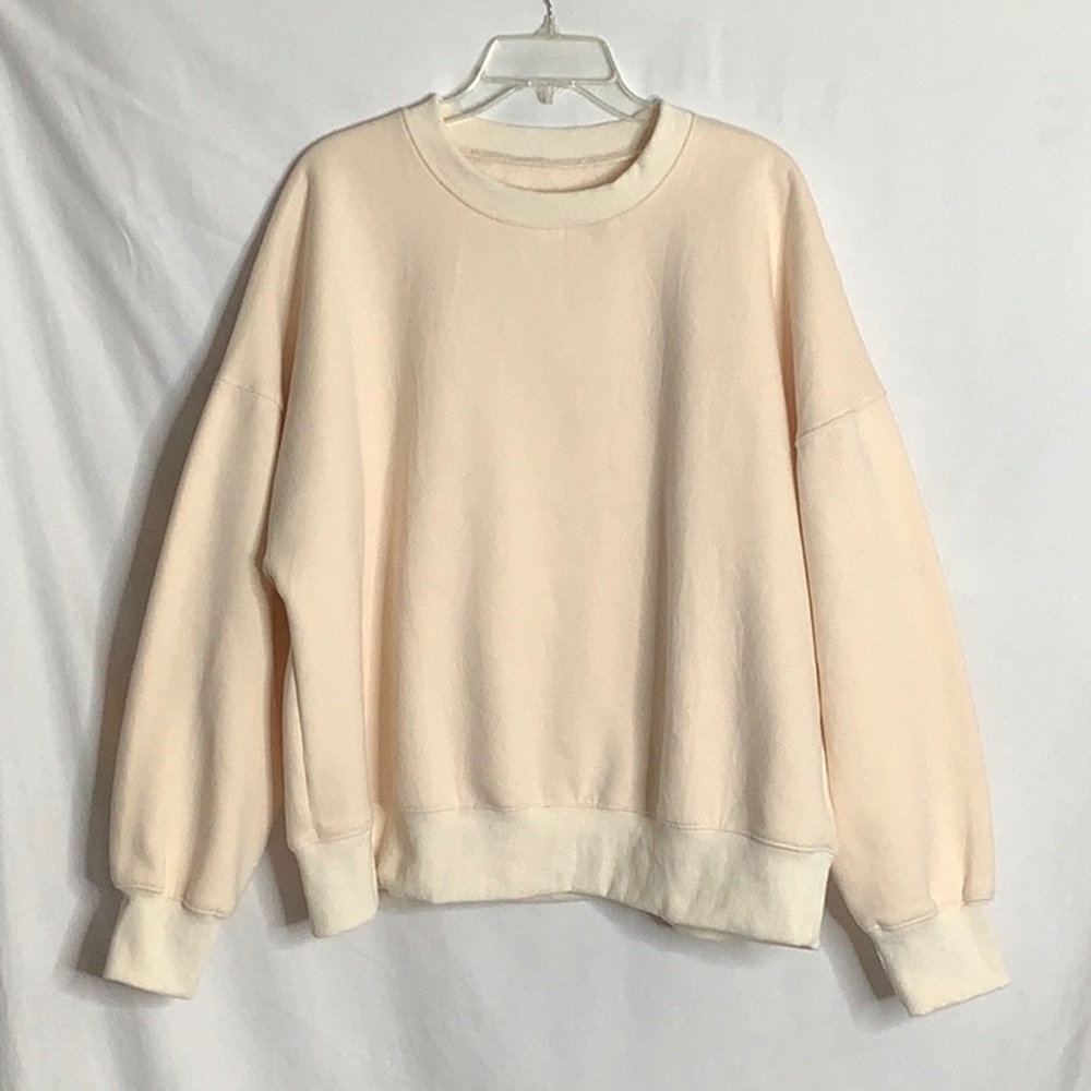 Cream Pullover Sweatshirt - Cozy Neutral Top Size 2X